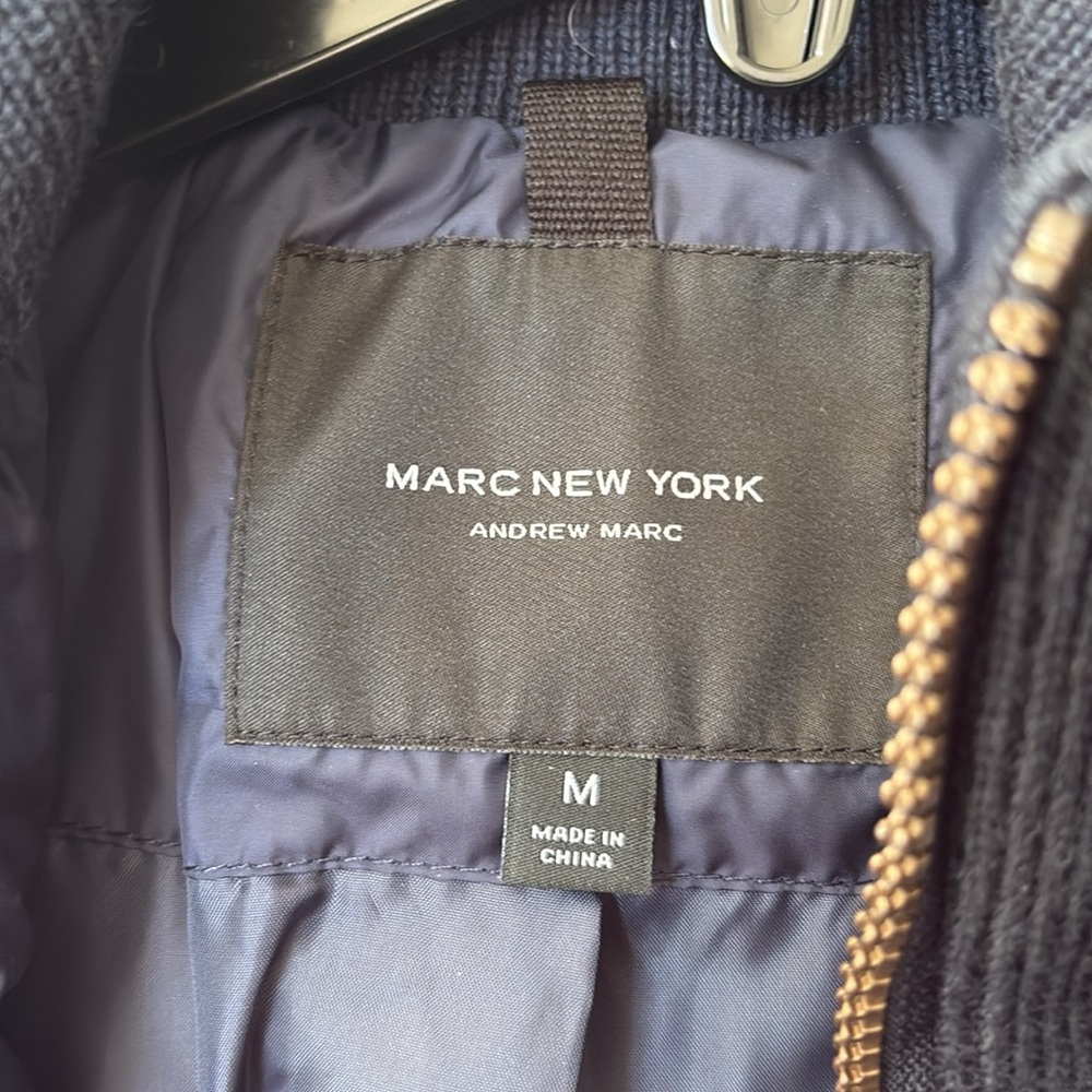 Marc NY Elegant Navy Puffer Coat with Fur Hood - Picture 5 of 14